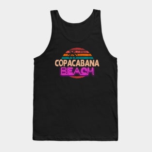 Copacabana Beach neon vintage retro sunset palmtrees Tank Top